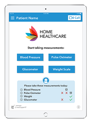 Live Expert Mobility iPad Home Healthcare Home Menu