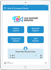 Live Expert Mobility iPad Live Support Services Home Menu